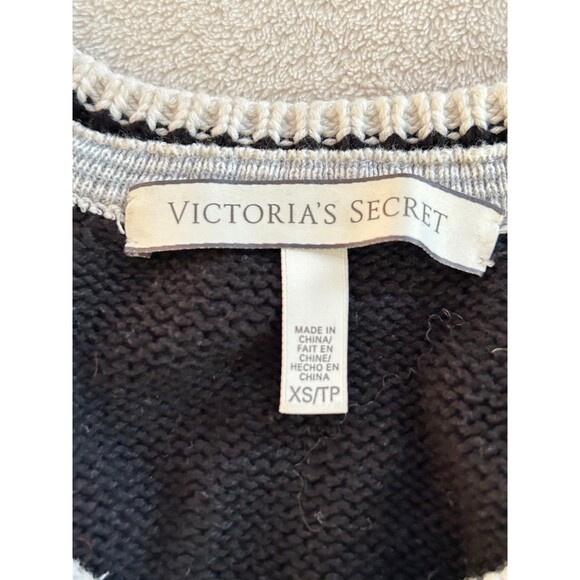 Victoria Secret Raglan Sleeve Zip Front Cotton Cardigan size XS Open Knit Hearts - Picture 2 of 9